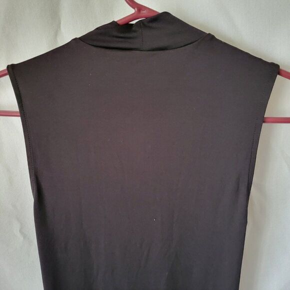 NEW Forever 21 Black Dress Maxi grommets tie Medium sleeveless cowl slit NWT - Picture 10 of 12